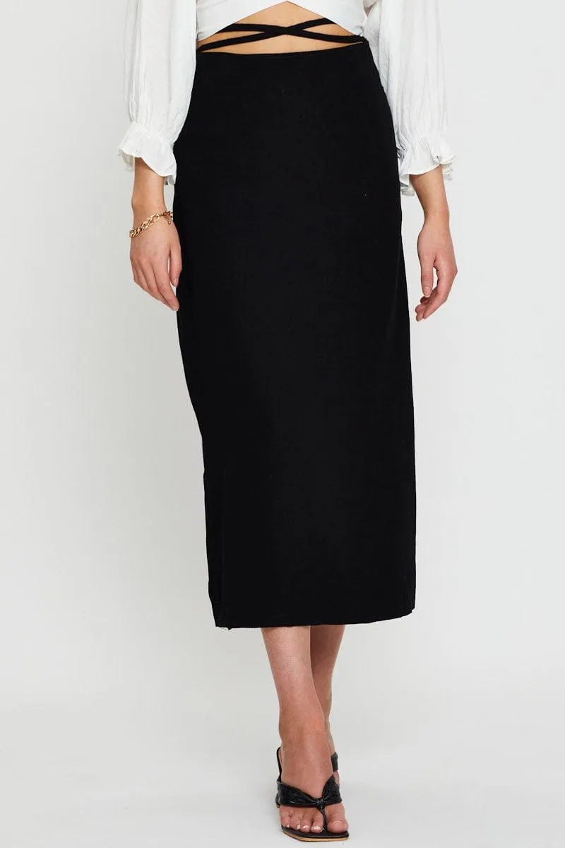 Black Tie Waist Midi Skirt sold by Ally Fashion product image thumbnail 2