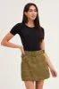 Green Mini Skirt High Waisted Contrast Belted Utility sold by Ally Fashion