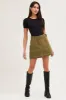 Green Mini Skirt High Waisted Contrast Belted Utility sold by Ally Fashion