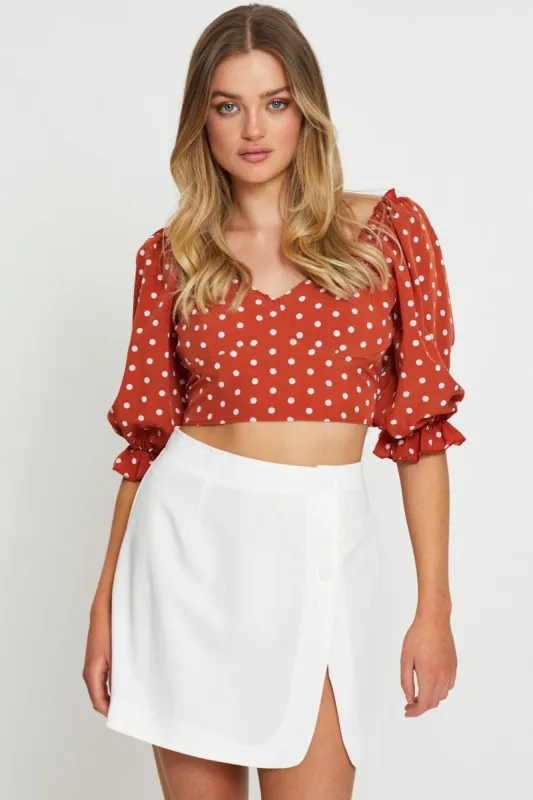 White High Waist Linen Front Slit sold by Ally Fashion