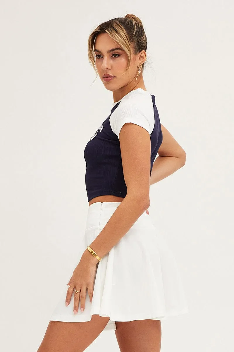 White Ponte Mini Skater Skirt sold by Ally Fashion product image thumbnail 4