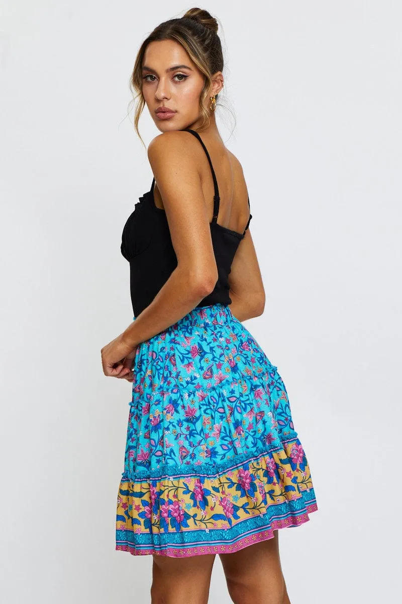 Boho Print Skater Mini Skirt sold by Ally Fashion product image thumbnail 4