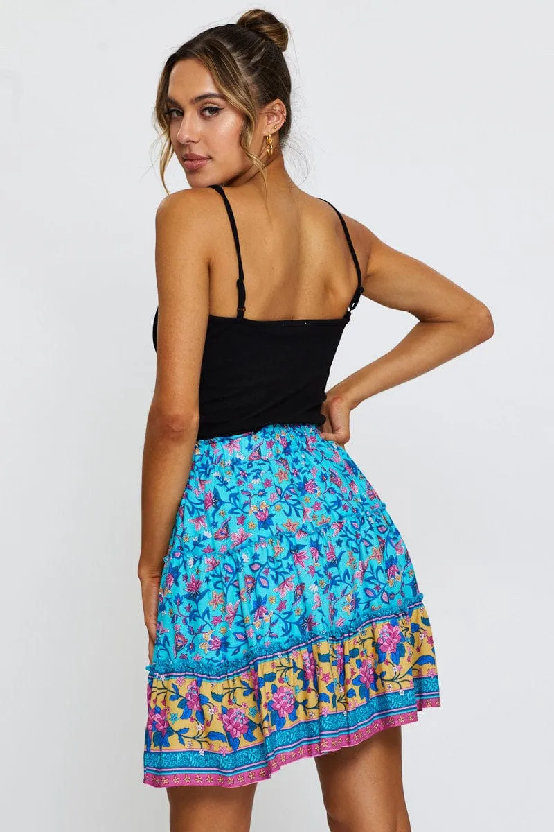 Boho Print Skater Mini Skirt sold by Ally Fashion product image thumbnail 5