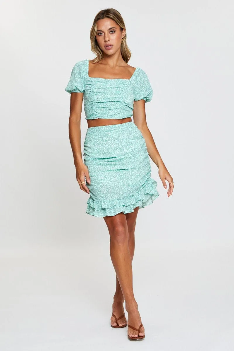 Print Mini Skirt Side Ruched Frill Hem sold by Ally Fashion product image thumbnail 3