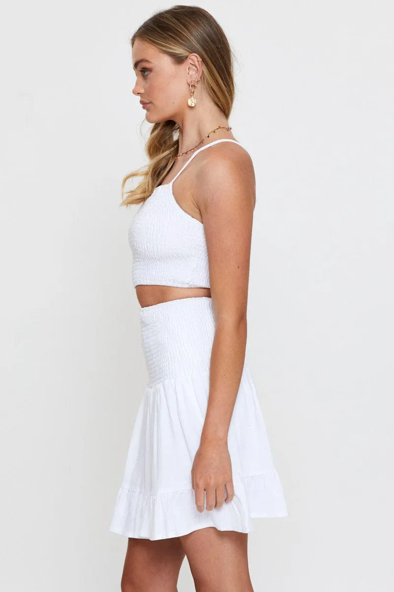 White Shirred Skater Mini Skirt sold by Ally Fashion product image thumbnail 4