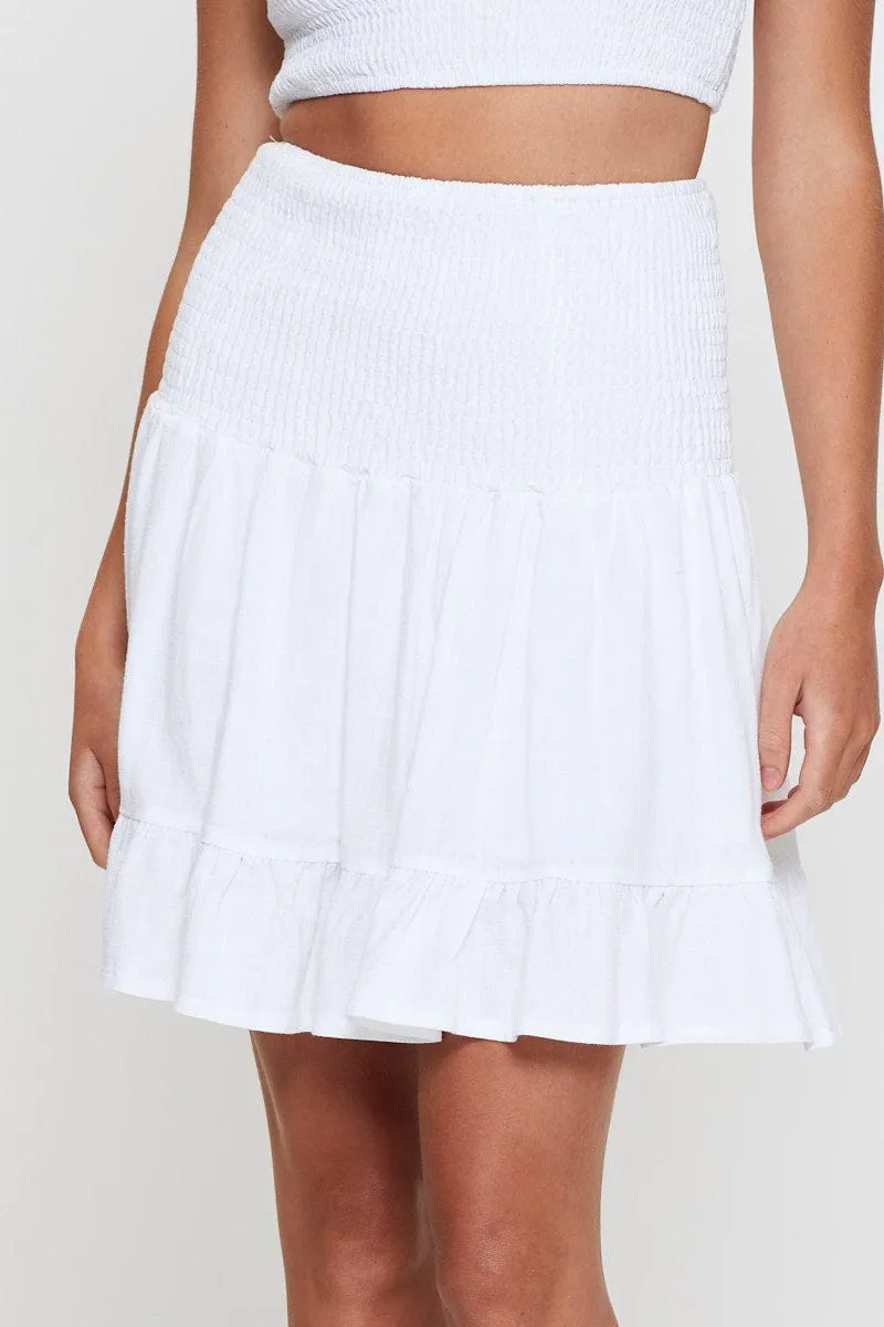 White Shirred Skater Mini Skirt sold by Ally Fashion product image thumbnail 2