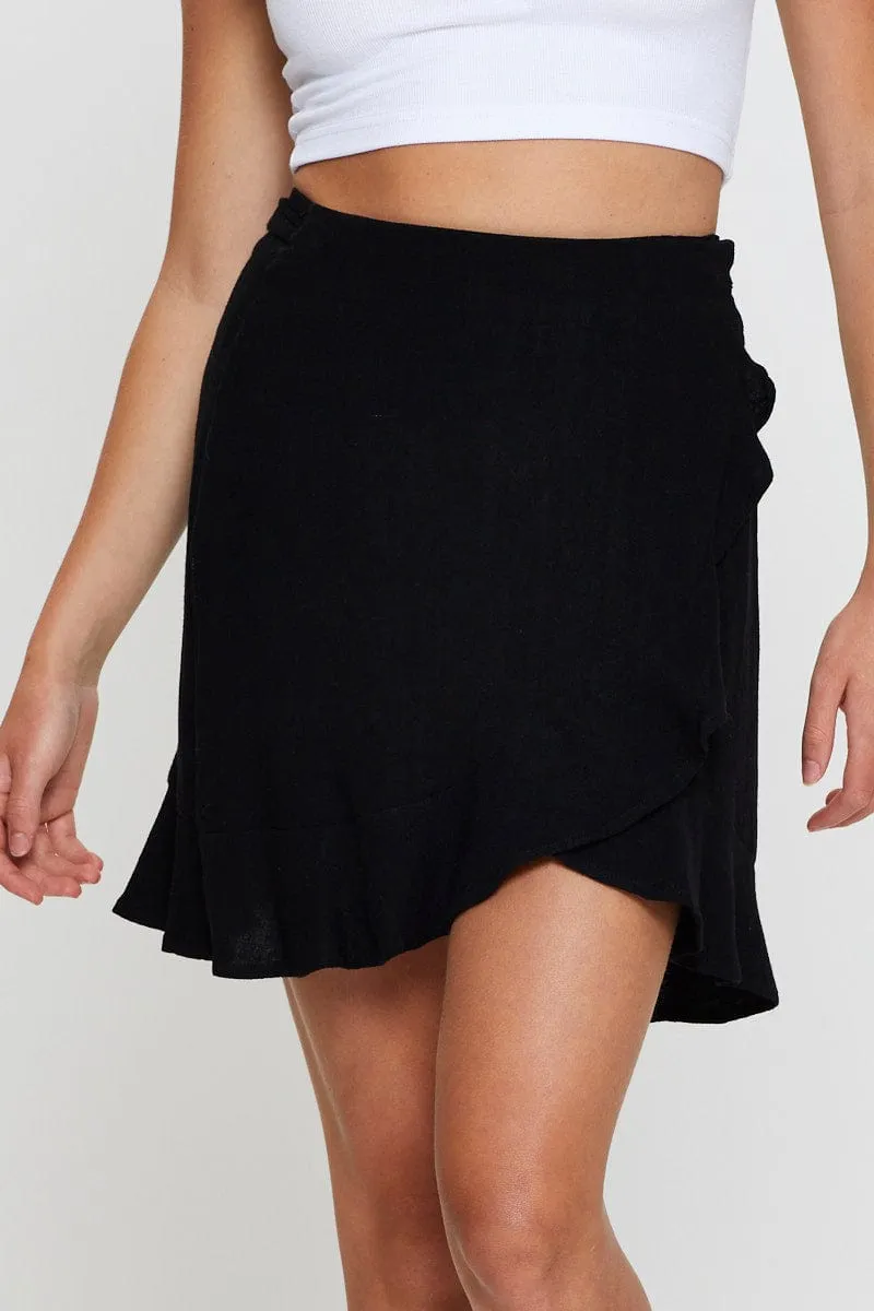 Black Wrap Skirt Mini High Rise sold by Ally Fashion product image thumbnail 2