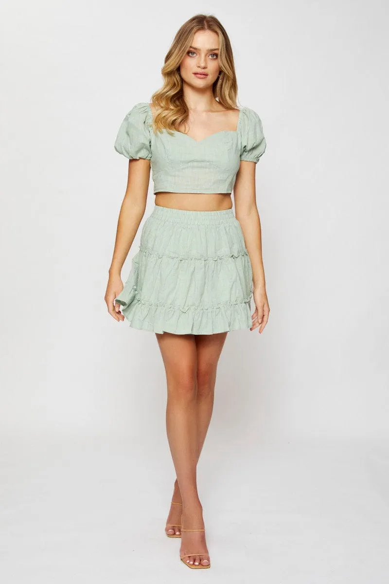 Green Frill Short Skater Skirt sold by Ally Fashion product image thumbnail 3