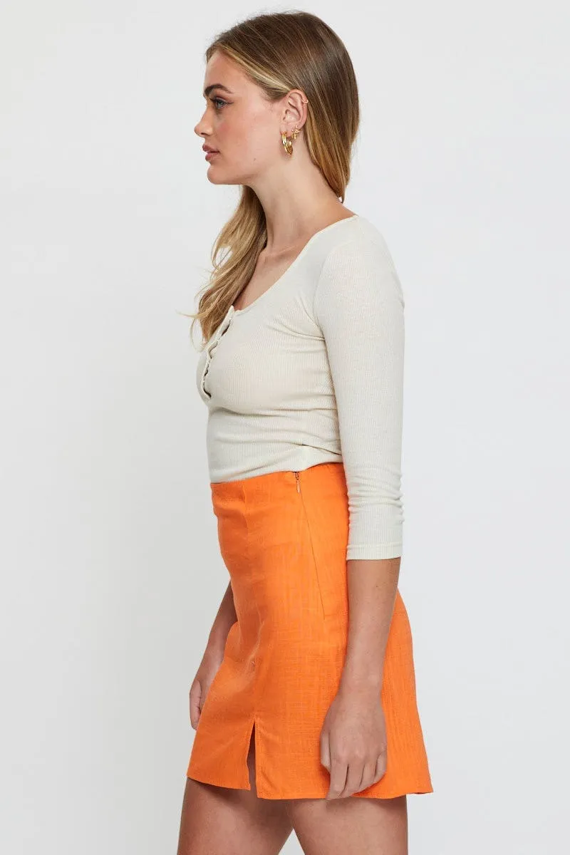 Orange Mini Skirt High Rise sold by Ally Fashion product image thumbnail 4