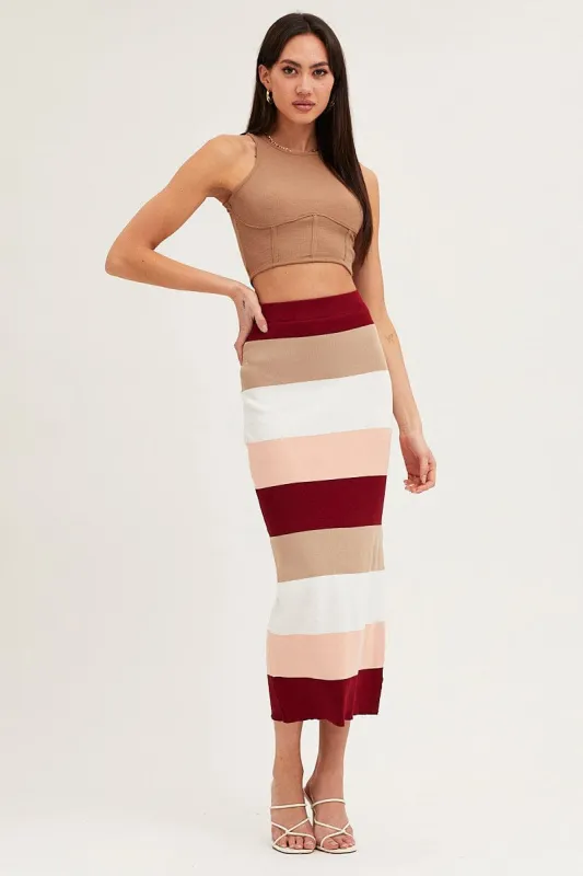 Multi Knit Midi Skirt sold by Ally Fashion