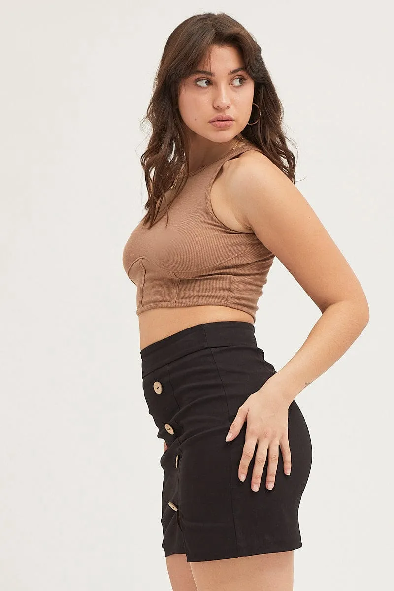 Black High Waist Front Split Skirt sold by Ally Fashion product image thumbnail 4