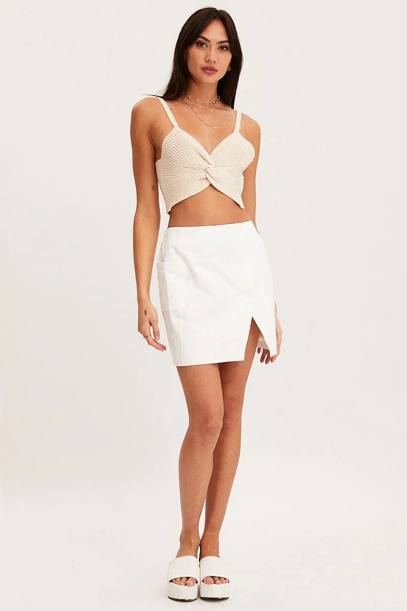 White Mini Skirt High Rise Button Down sold by Ally Fashion product image thumbnail 3