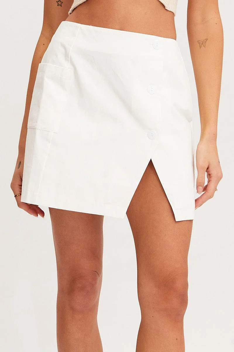 White Mini Skirt High Rise Button Down sold by Ally Fashion product image thumbnail 2