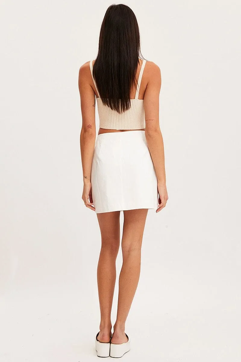 White Mini Skirt High Rise Button Down sold by Ally Fashion product image thumbnail 5