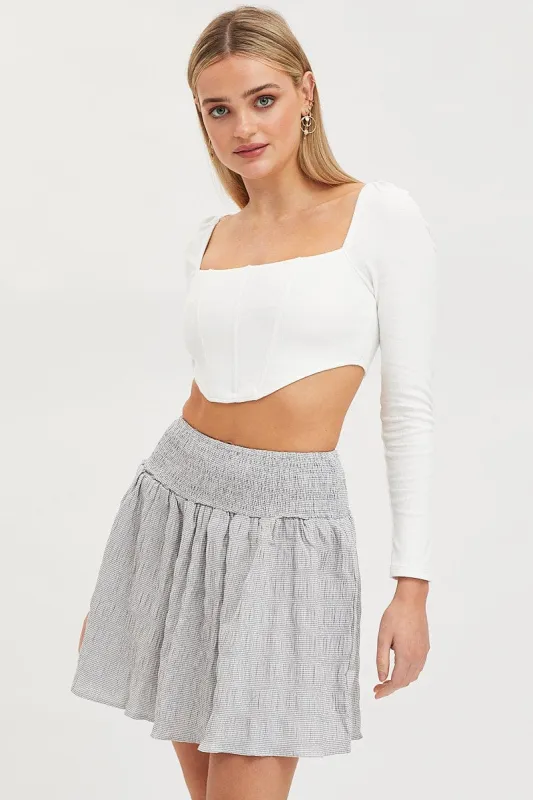 Check Flare Skirt High Rise Shirred Waist sold by Ally Fashion