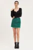 Green Mini Skirt High Rise Fray Hem sold by Ally Fashion