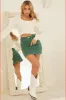 Green Mini Skirt High Rise Fray Hem sold by Ally Fashion
