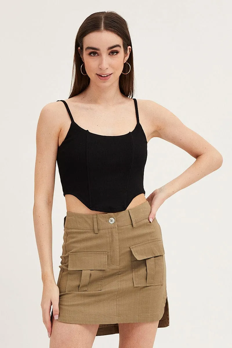 Green Mini Skirt High Rise Utility sold by Ally Fashion