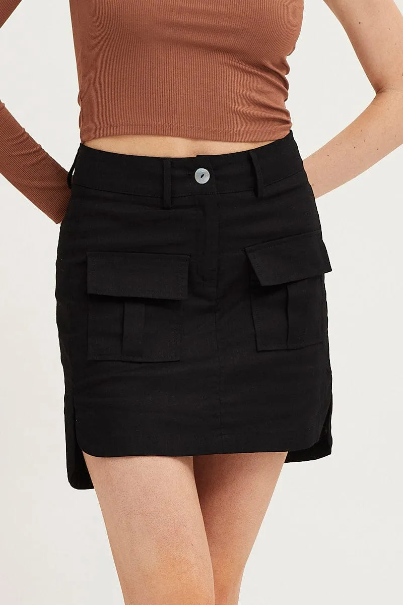 Black Mini Skirt High Rise Utility sold by Ally Fashion product image thumbnail 2