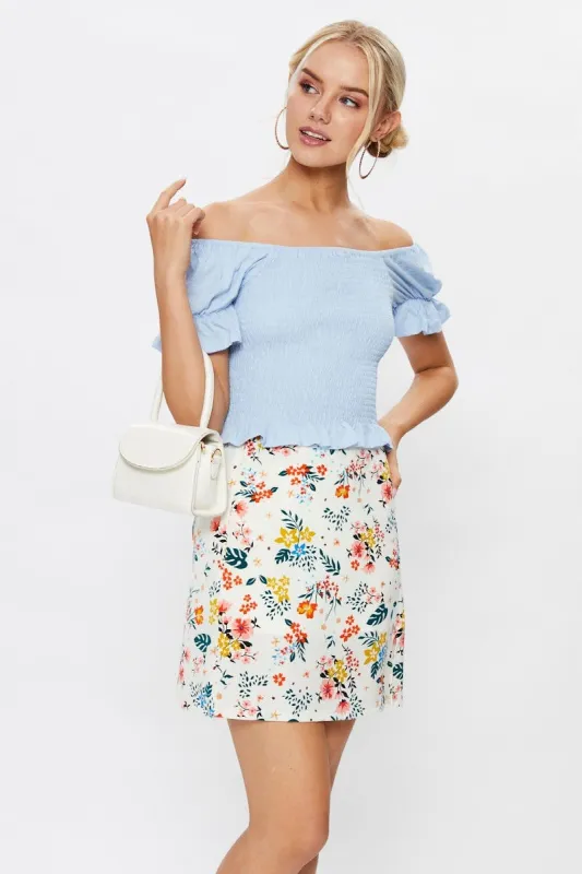 Print Front Split Mini Skirt sold by Ally Fashion