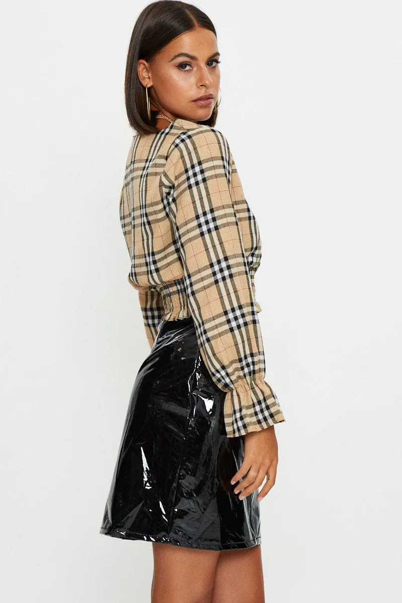 Black Wet Look Front Zip Mini Skirt sold by Ally Fashion product image thumbnail 4