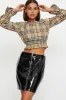 Black Wet Look Front Zip Mini Skirt sold by Ally Fashion