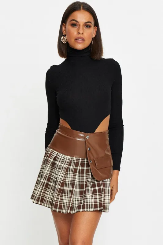 Check Faux Leather Check Skirt sold by Ally Fashion