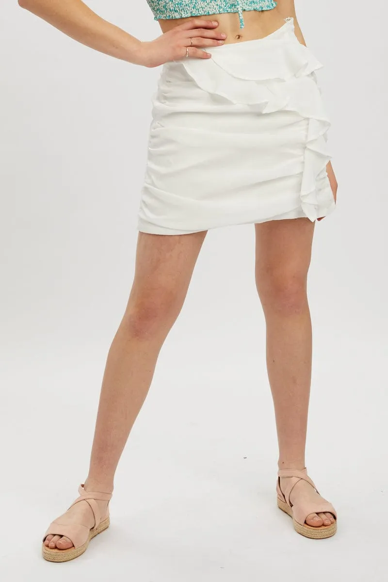 White Frill Detailed Ruched Skirt sold by Ally Fashion product image thumbnail 4