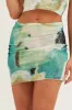 Abstract Print Mesh Mini Bodycon Skirt sold by Ally Fashion