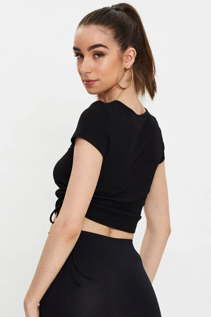 Black Drawstring T Shirt sold by Ally Fashion product image thumbnail 5