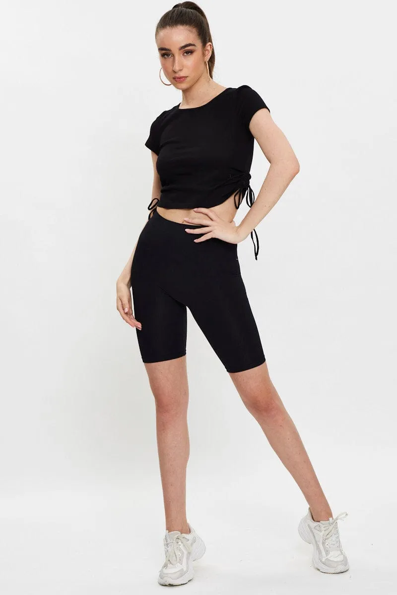 Black Drawstring T Shirt sold by Ally Fashion product image thumbnail 3