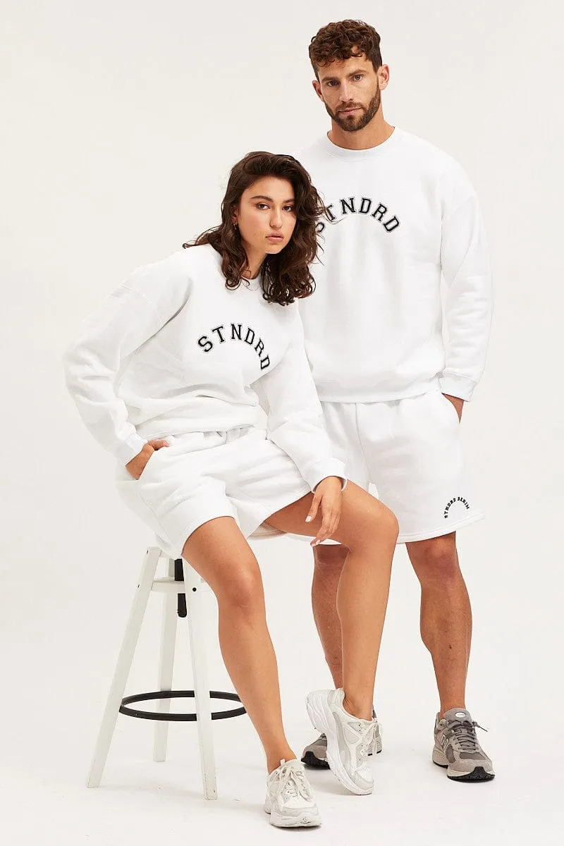 White Track Shorts High Rise Unisex sold by Ally Fashion