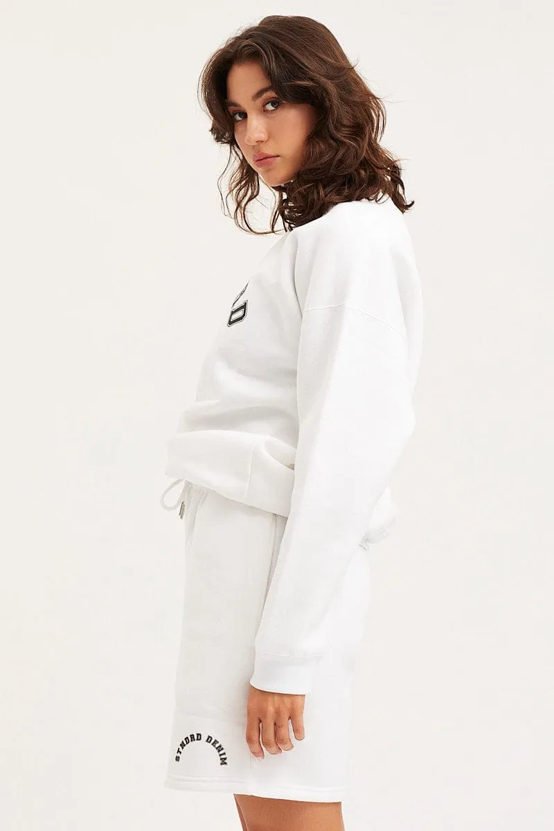 White Track Shorts High Rise Unisex sold by Ally Fashion product image thumbnail 4