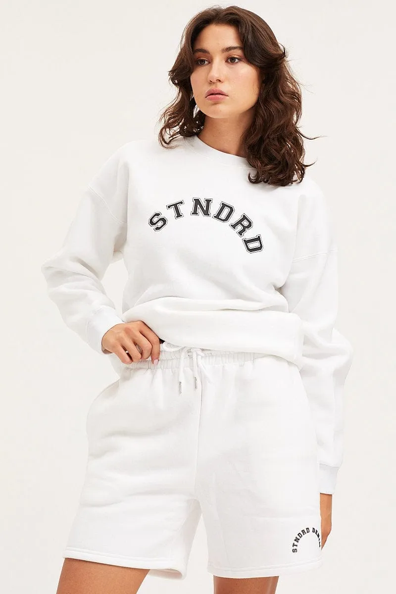 White Track Shorts High Rise Unisex sold by Ally Fashion product image thumbnail 3