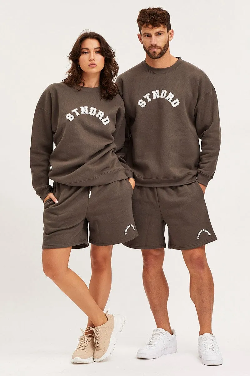 Grey Track Shorts High Rise Unisex sold by Ally Fashion