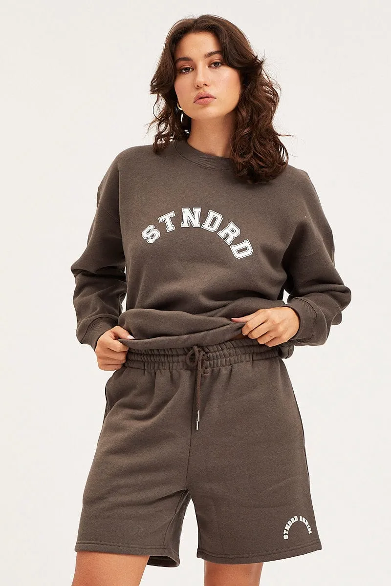 Grey Track Shorts High Rise Unisex sold by Ally Fashion product image thumbnail 3