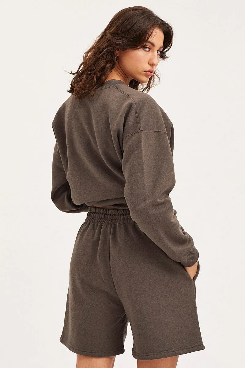 Grey Track Shorts High Rise Unisex sold by Ally Fashion product image thumbnail 5