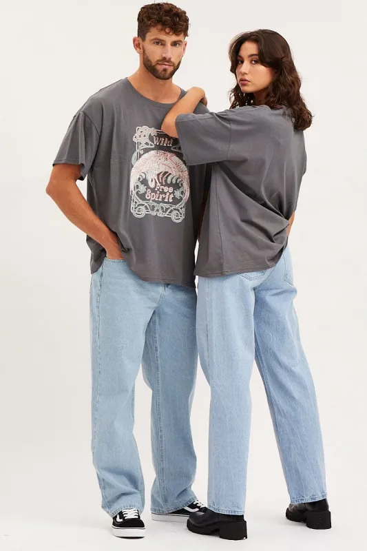 Blue Unisex Straight Denim Jeans Mid Rise sold by Ally Fashion