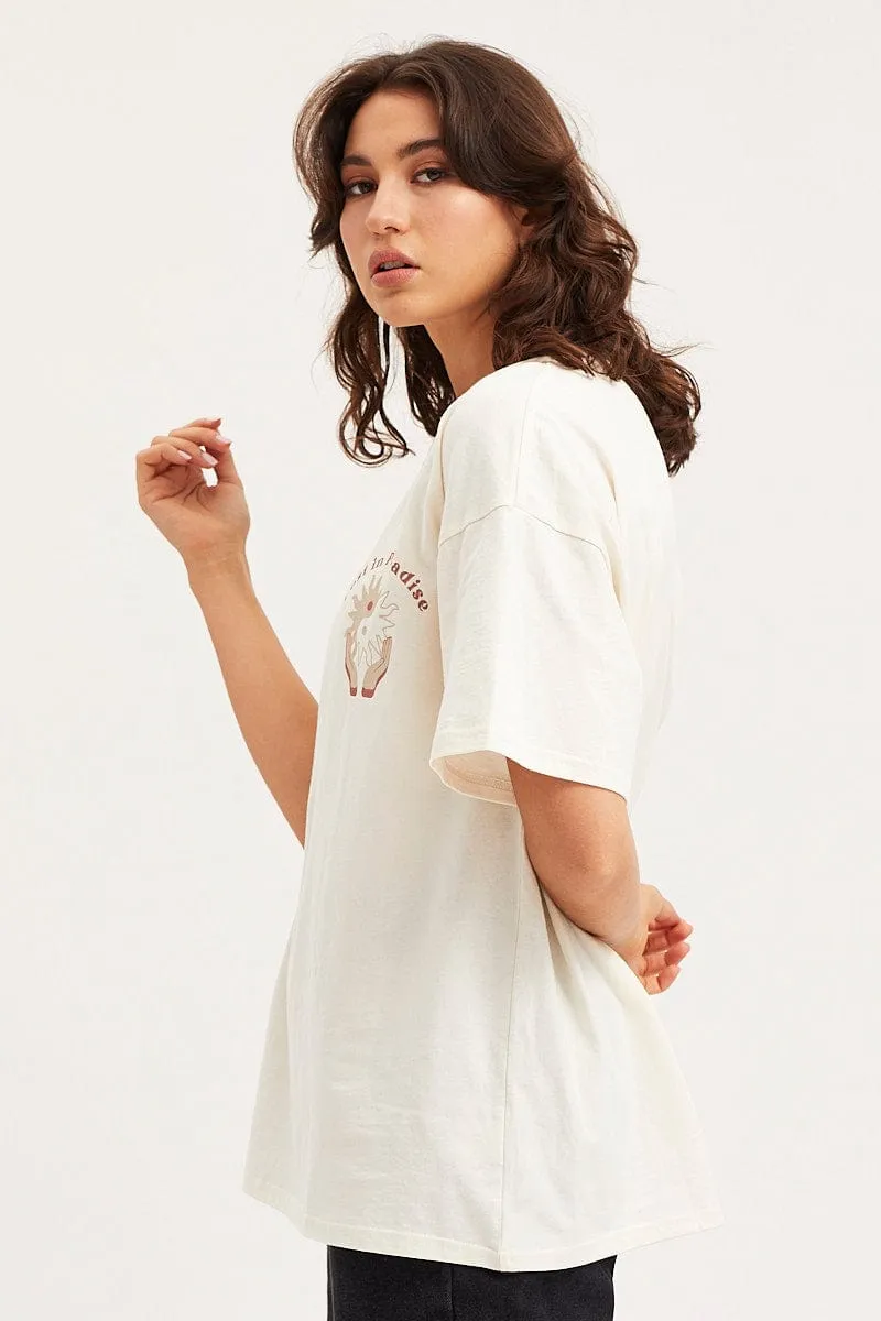 White Unisex T-Shirt Short Sleeve Oversized Crew Neck sold by Ally Fashion product image thumbnail 4