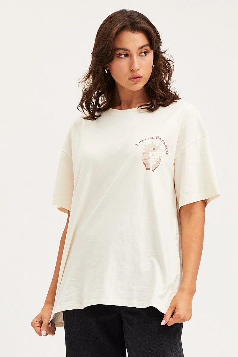 White Unisex T-Shirt Short Sleeve Oversized Crew Neck sold by Ally Fashion product image thumbnail 2