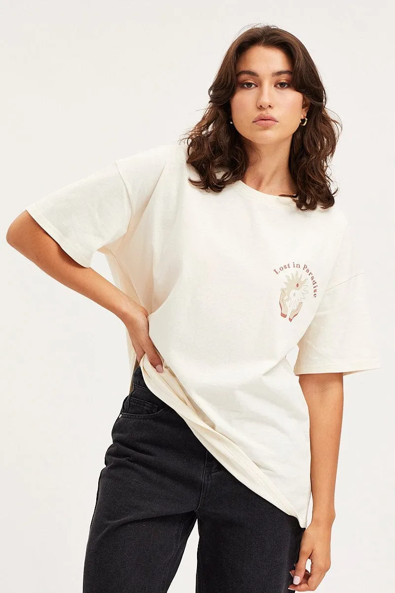 White Unisex T-Shirt Short Sleeve Oversized Crew Neck sold by Ally Fashion product image thumbnail 3