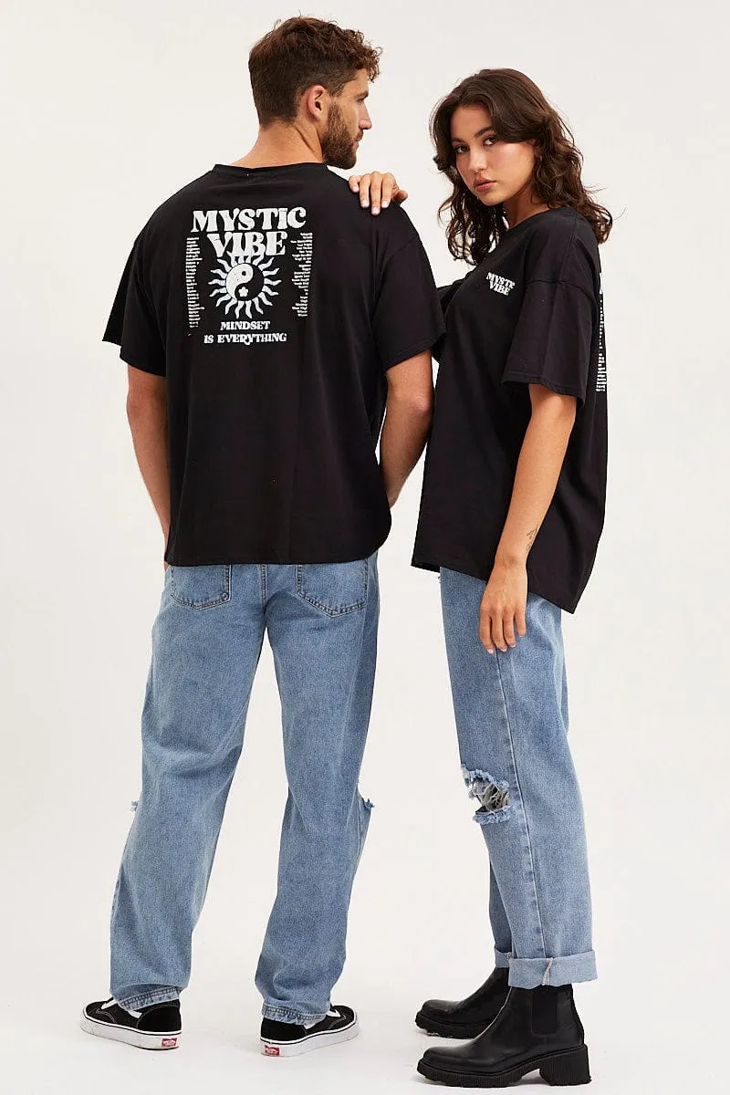 Black Unisex T Shirt Short Sleeve Oversized Crew Neck sold by Ally Fashion