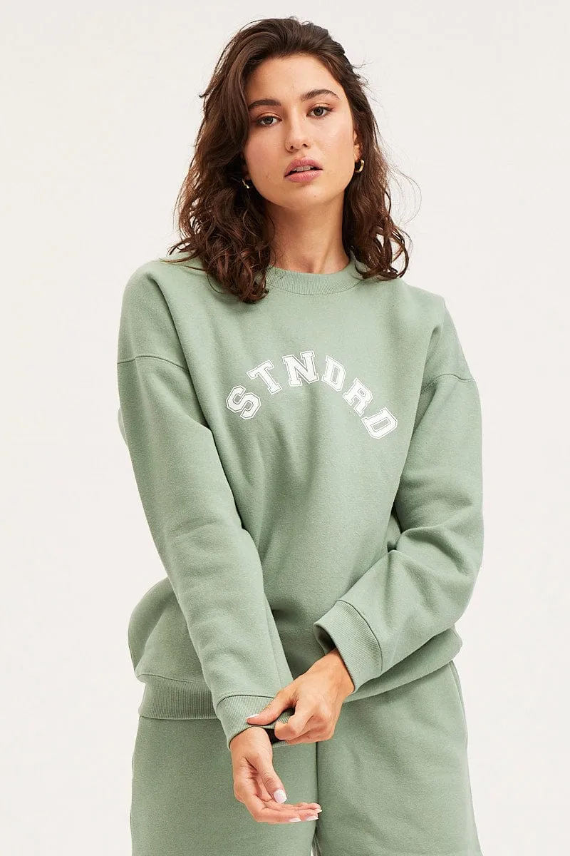 Green Unisex Sweatshirts Oversized Crew Neck sold by Ally Fashion product image thumbnail 2