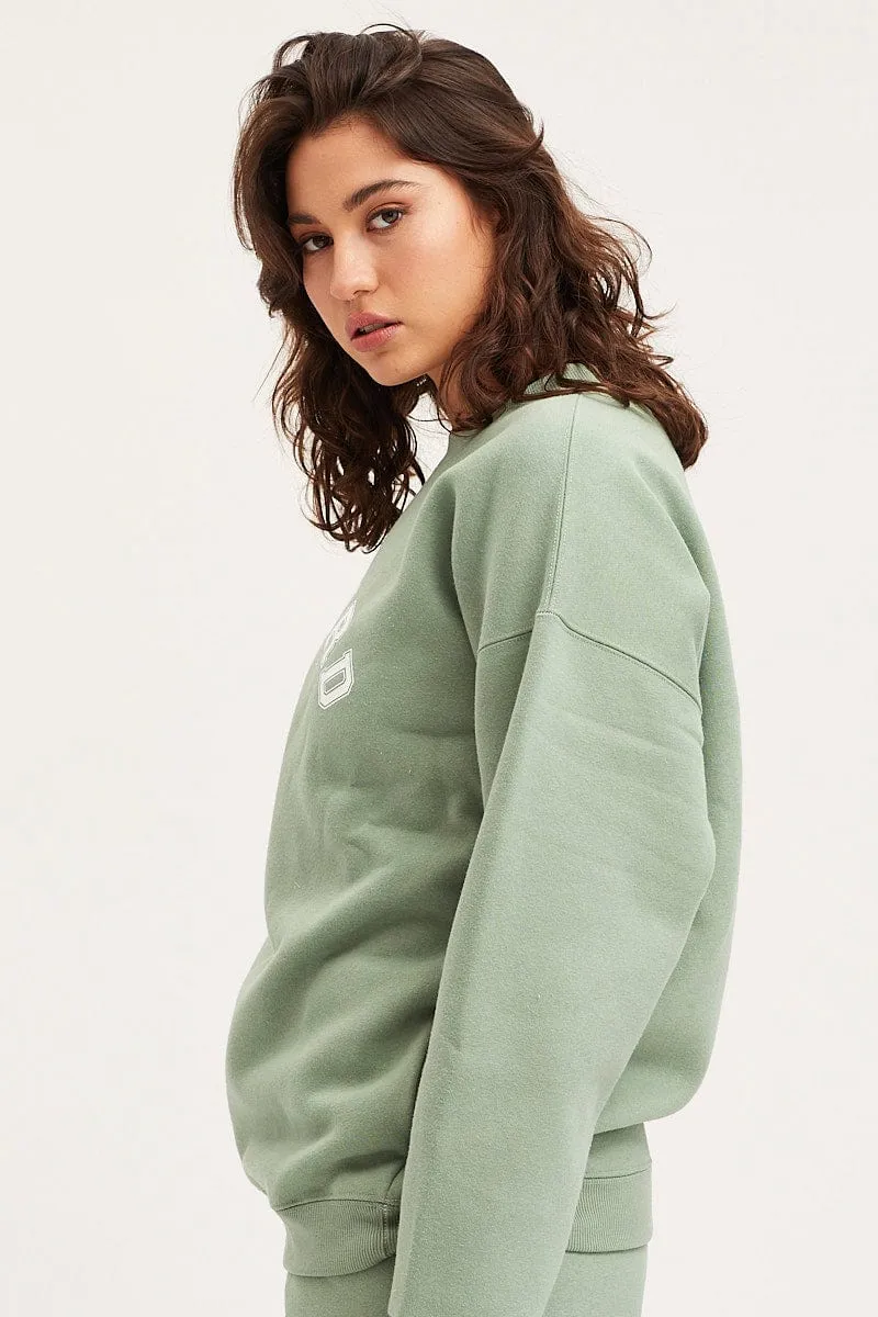 Green Unisex Sweatshirts Oversized Crew Neck sold by Ally Fashion product image thumbnail 4