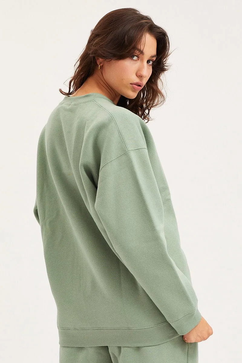 Green Unisex Sweatshirts Oversized Crew Neck sold by Ally Fashion product image thumbnail 5