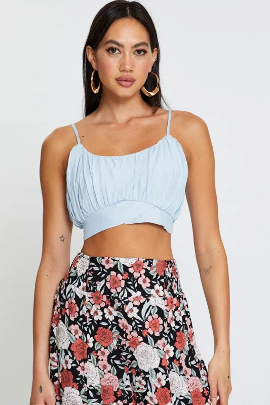 Blue Singlet Sleeveless Crop sold by Ally Fashion