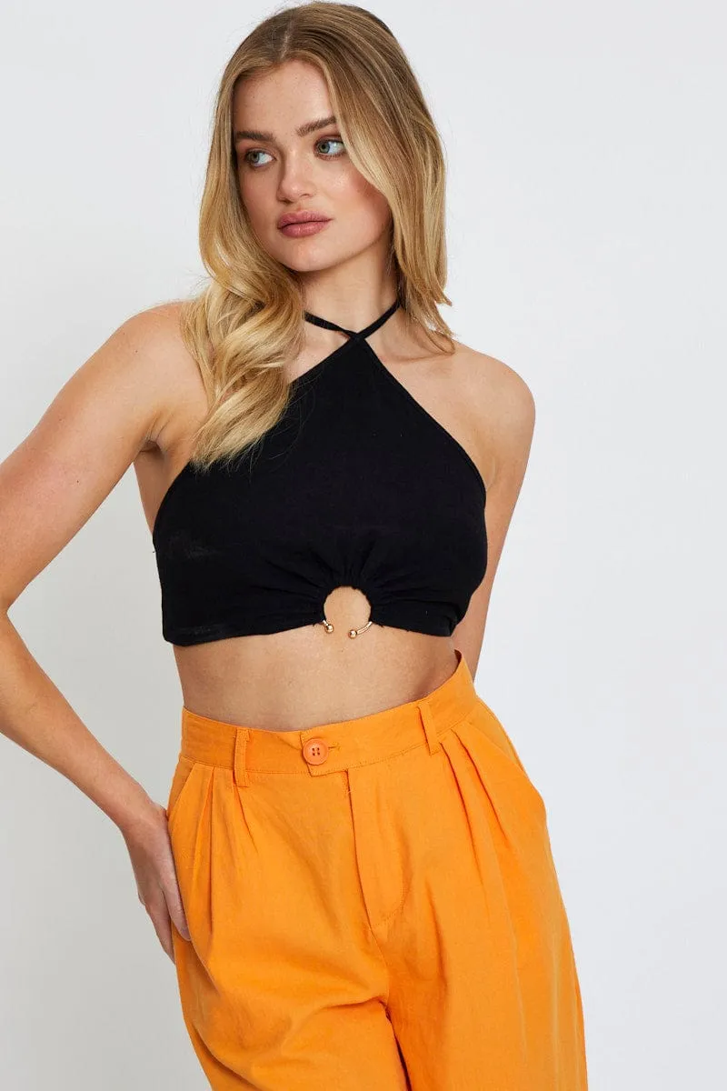 Black Crop Top Sleeveless Halter sold by Ally Fashion product image thumbnail 3