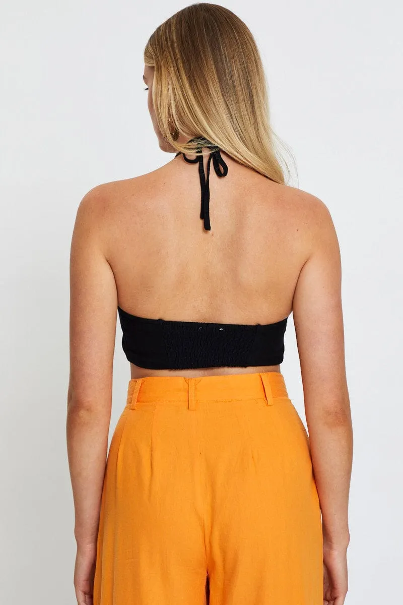 Black Crop Top Sleeveless Halter sold by Ally Fashion product image thumbnail 5