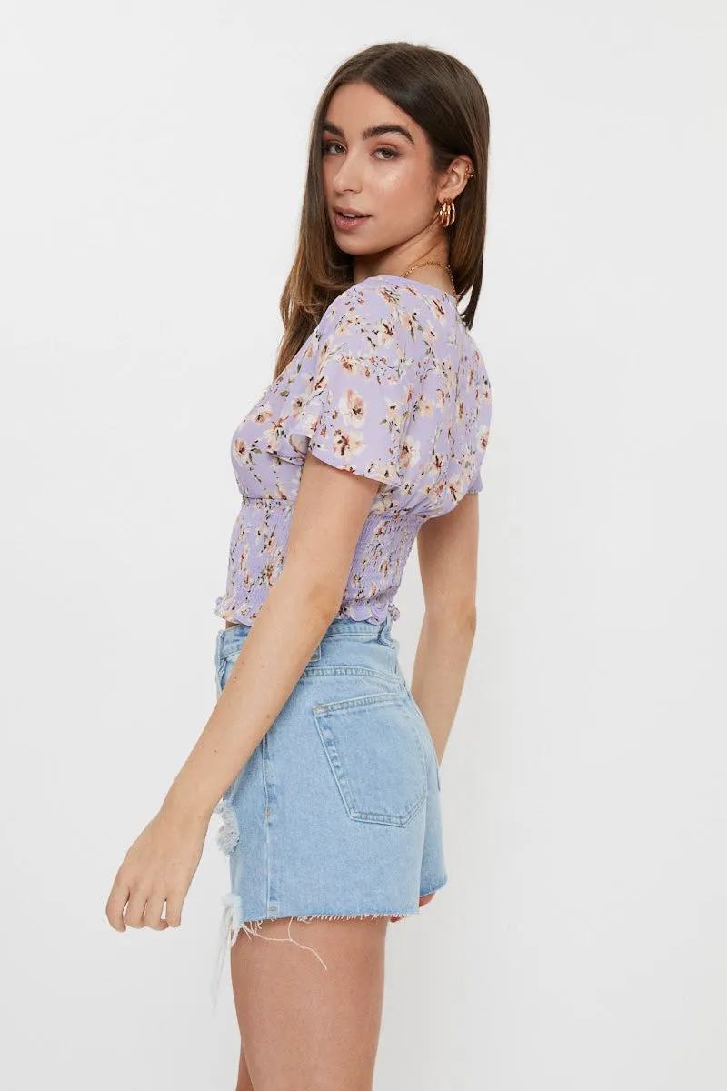 Print Print Front Button Shirred Top sold by Ally Fashion product image thumbnail 5