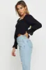 Black Peasant Blouse Long Sleeve Crop sold by Ally Fashion